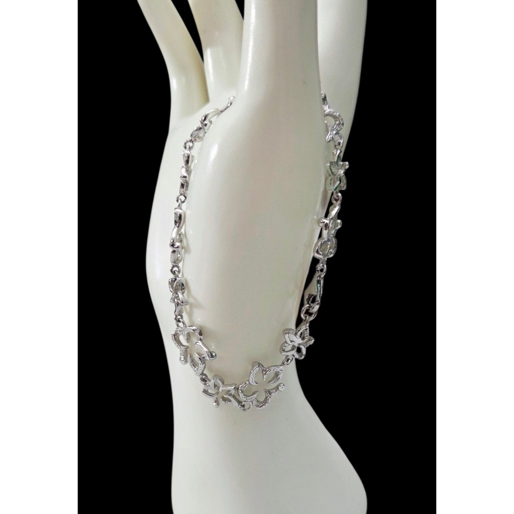 Sterling Silver PCU Hawaiian PLUMERIA Flower Open‎ Link BRACELET 8" EUC